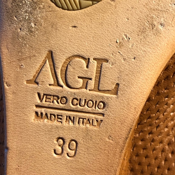 COPY - AGL Tan Perforated Leather Wedge Flats 39/8.5-9 - Picture 4 of 11